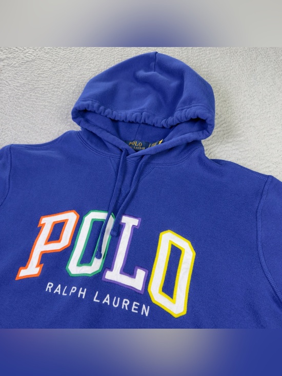 Polo Ralph Lauren Other - Polo Ralph Lauren Hoodie Mens Small Blue Fleece Logo Spellout Pullover Preppy